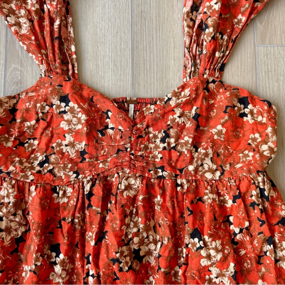 Free People floral Pattern Play Mini Dress M EUC Boho Flowy flirty - Picture 11 of 15